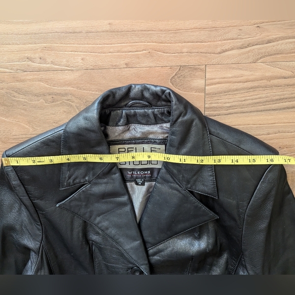 Wilsons Black Genuine Leather Blazer Jacket Size Medium - Picture 11 of 12